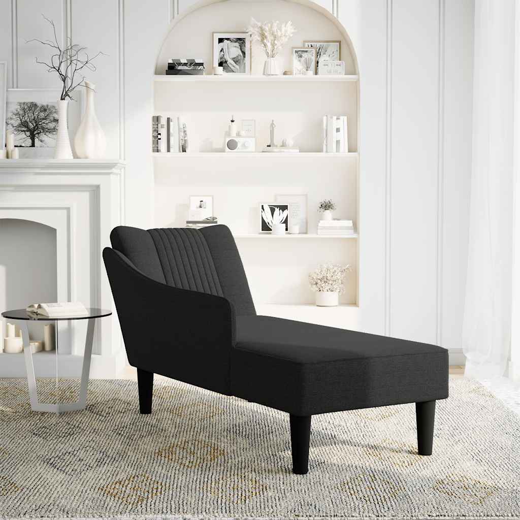 Chaise longue met rechterarmleuning stof zwart is nu te koop bij PeponiXL, paradijselijk wonen!