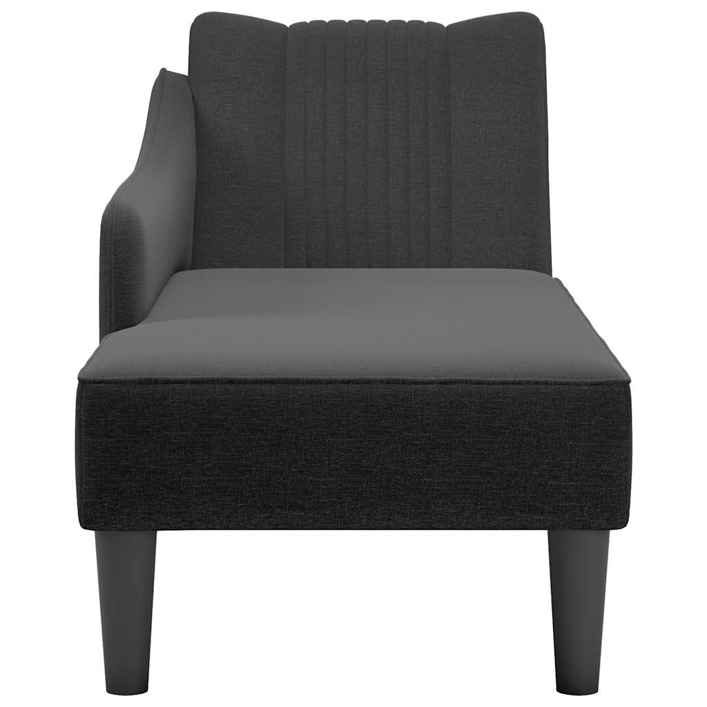 Chaise longue met rechterarmleuning stof zwart is nu te koop bij PeponiXL, paradijselijk wonen!