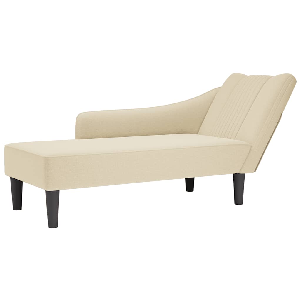 Chaise longue met rechterarmleuning stof crèmekleurig is nu te koop bij PeponiXL, paradijselijk wonen!