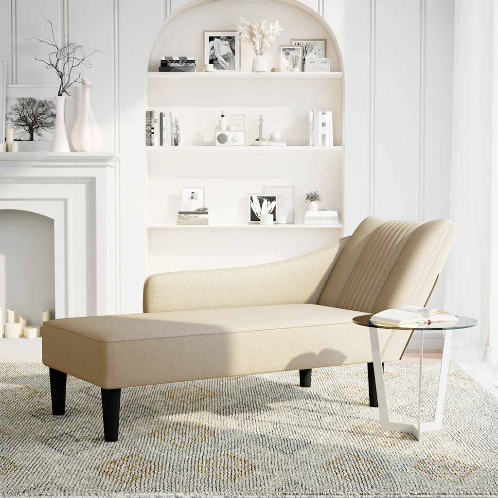 Chaise longue met rechterarmleuning stof crèmekleurig is nu te koop bij PeponiXL, paradijselijk wonen!