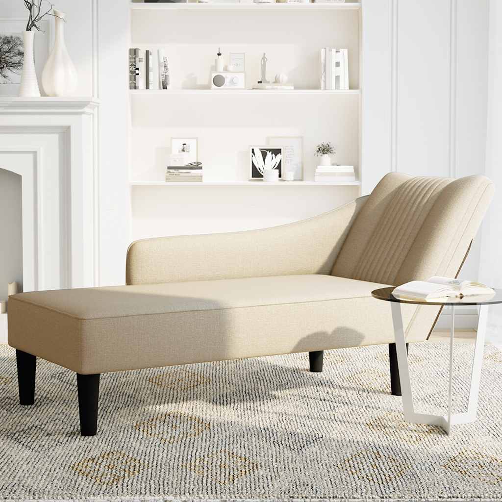 Chaise longue met rechterarmleuning stof crèmekleurig is nu te koop bij PeponiXL, paradijselijk wonen!