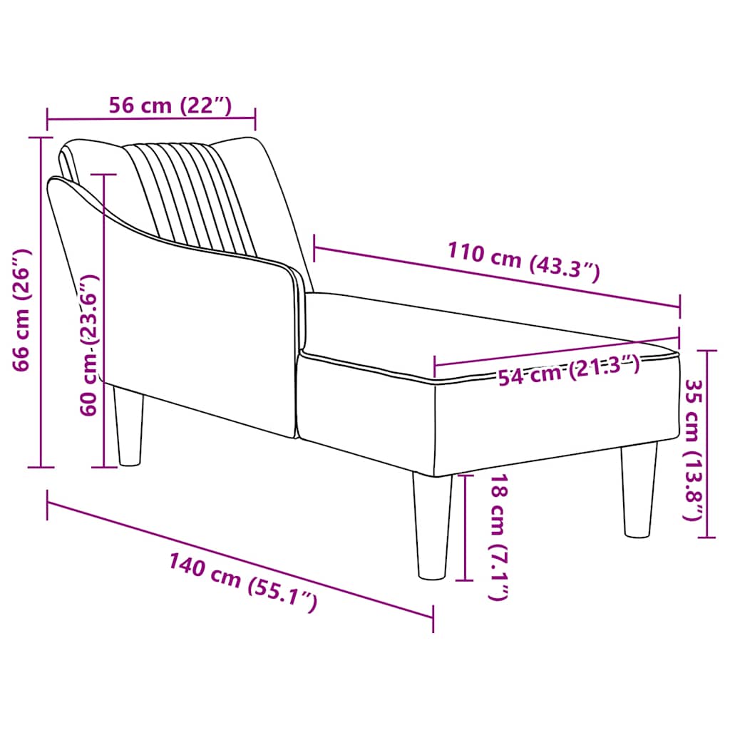 Chaise longue met rechterarmleuning stof wolk grijs is nu te koop bij PeponiXL, paradijselijk wonen!