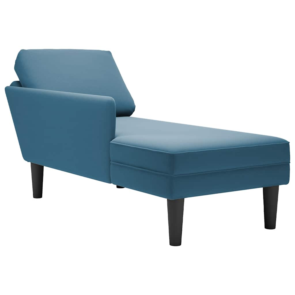 Chaise longue met kussen en rechterarmleuning fluweel blauw is nu te koop bij PeponiXL, paradijselijk wonen!