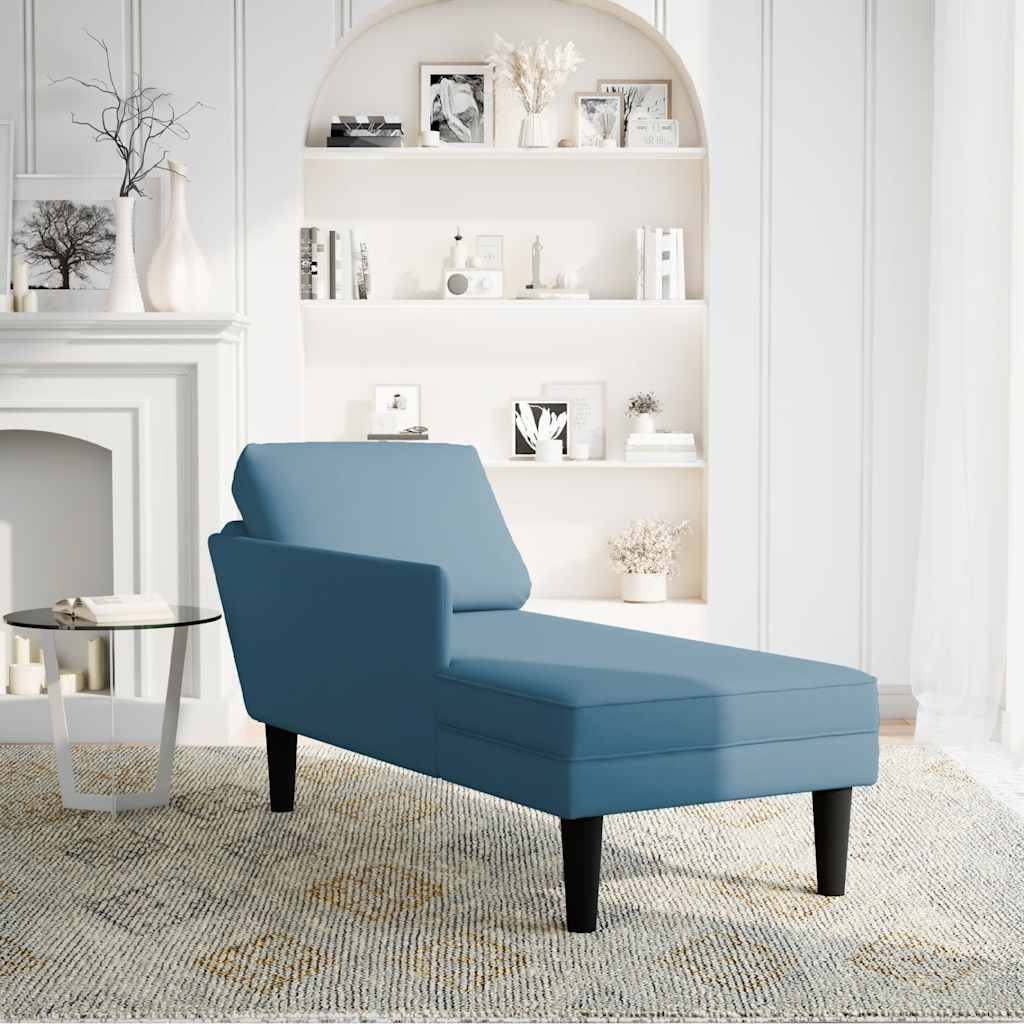 Chaise longue met kussen en rechterarmleuning fluweel blauw is nu te koop bij PeponiXL, paradijselijk wonen!