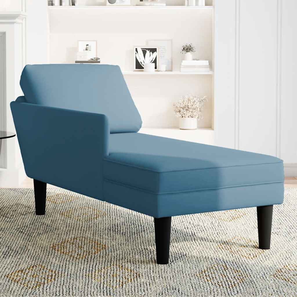 Chaise longue met kussen en rechterarmleuning fluweel blauw is nu te koop bij PeponiXL, paradijselijk wonen!