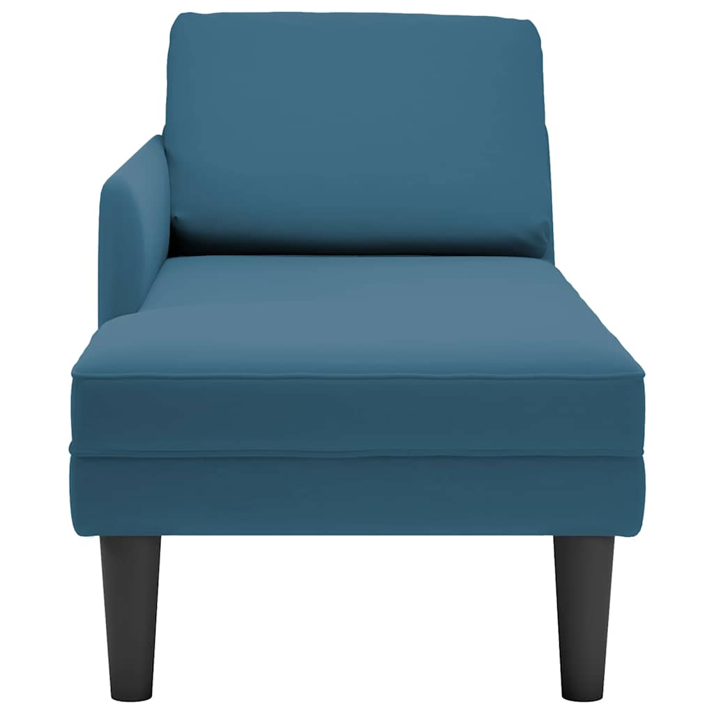 Chaise longue met kussen en rechterarmleuning fluweel blauw is nu te koop bij PeponiXL, paradijselijk wonen!