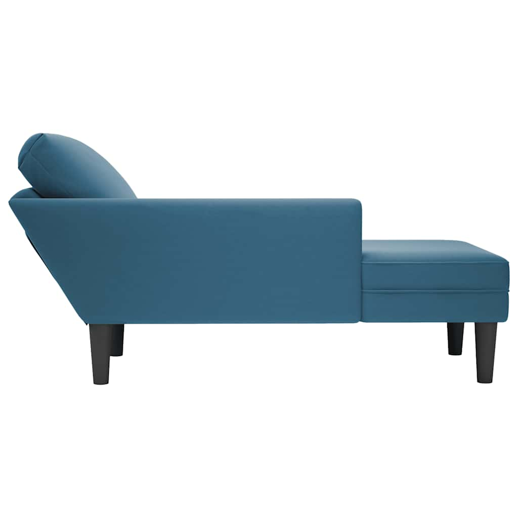 Chaise longue met kussen en rechterarmleuning fluweel blauw is nu te koop bij PeponiXL, paradijselijk wonen!