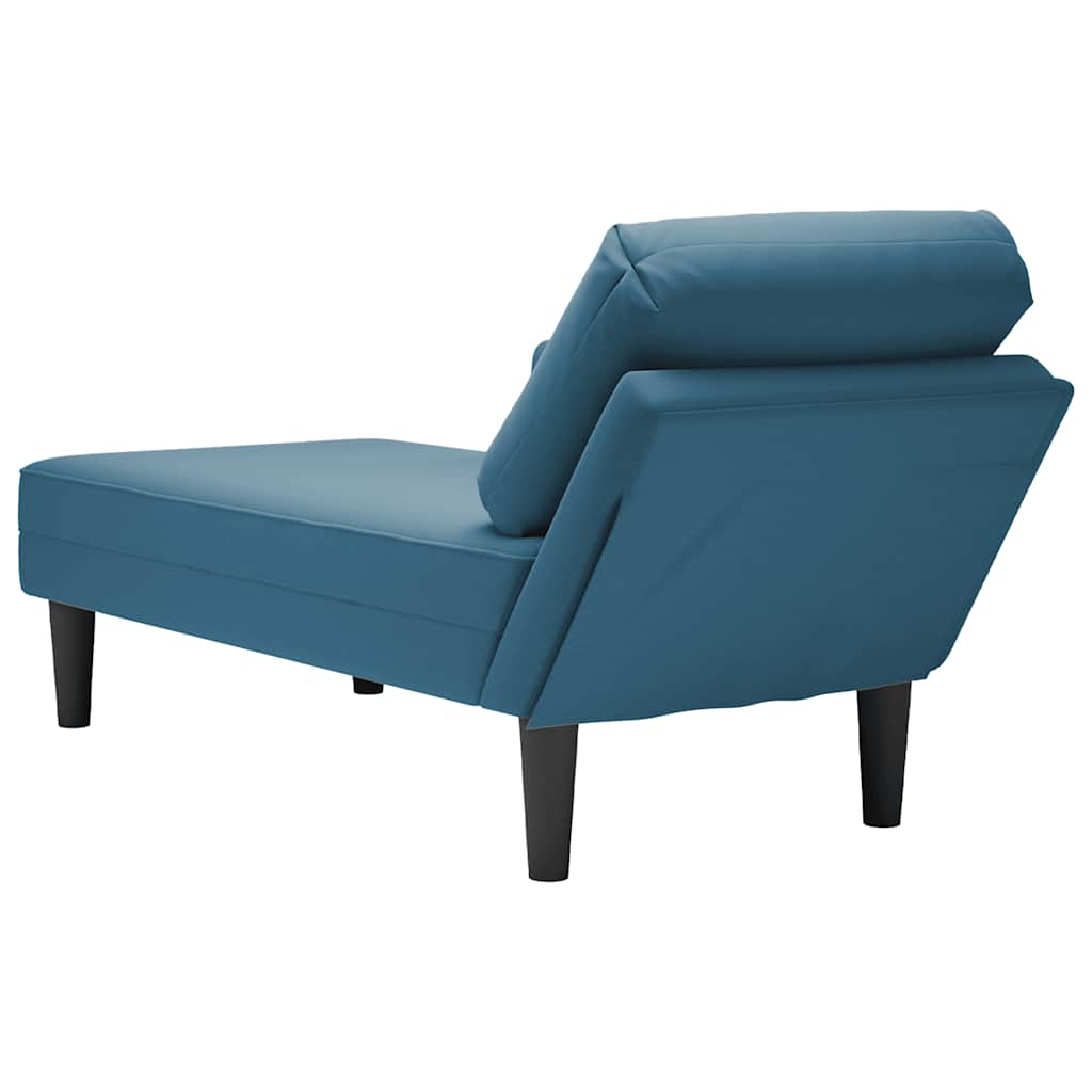 Chaise longue met kussen en rechterarmleuning fluweel blauw is nu te koop bij PeponiXL, paradijselijk wonen!