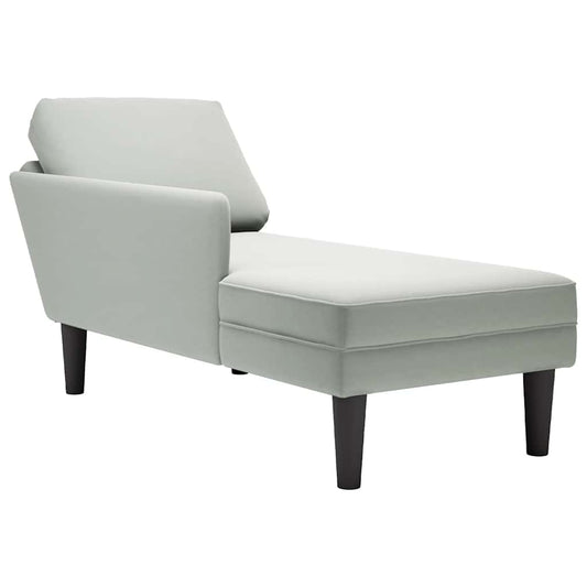 Chaise longue met kussen & rechterarmleuning fluweel lichtgrijs is nu te koop bij PeponiXL, paradijselijk wonen!