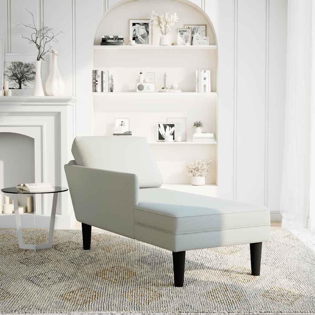 Chaise longue met kussen & rechterarmleuning fluweel lichtgrijs is nu te koop bij PeponiXL, paradijselijk wonen!