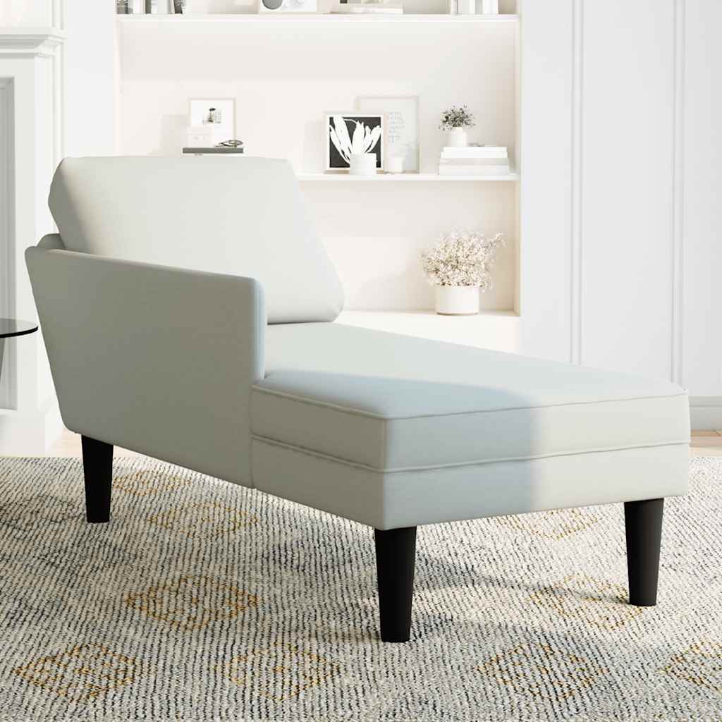 Chaise longue met kussen & rechterarmleuning fluweel lichtgrijs is nu te koop bij PeponiXL, paradijselijk wonen!