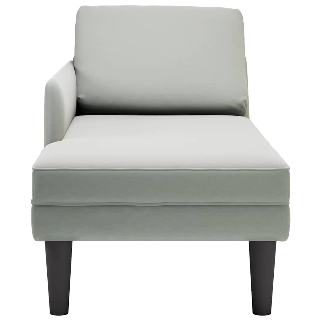 Chaise longue met kussen & rechterarmleuning fluweel lichtgrijs is nu te koop bij PeponiXL, paradijselijk wonen!