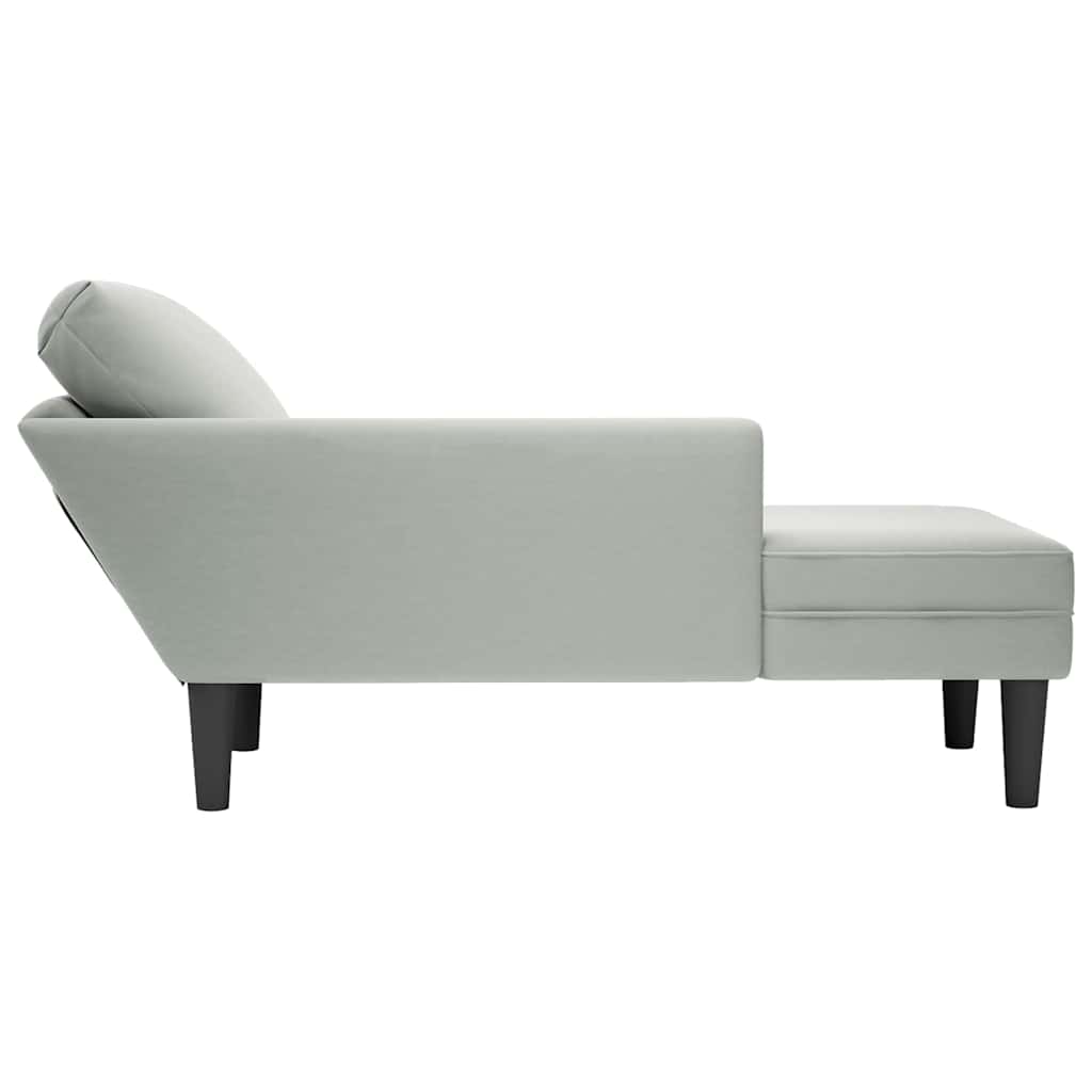 Chaise longue met kussen & rechterarmleuning fluweel lichtgrijs is nu te koop bij PeponiXL, paradijselijk wonen!