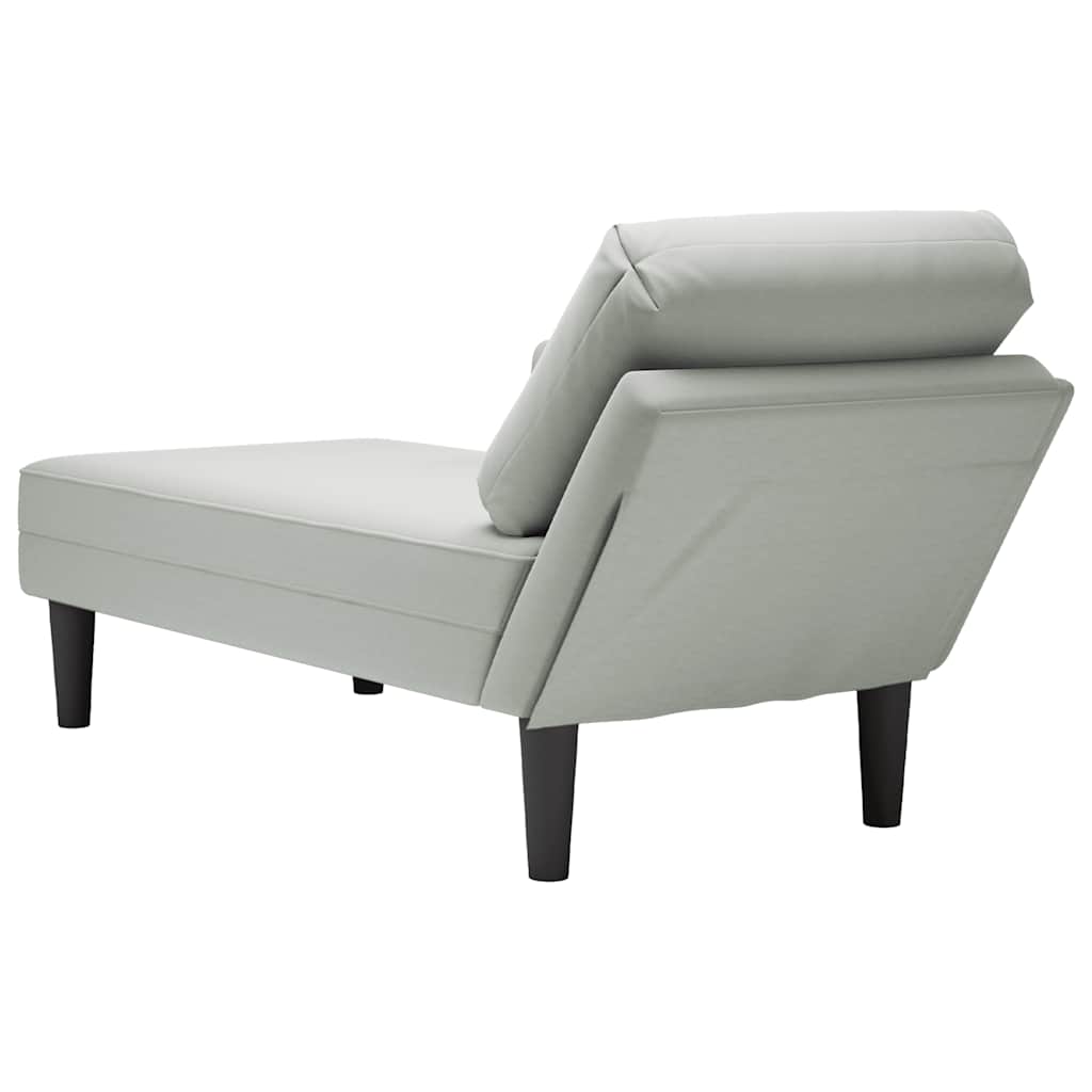 Chaise longue met kussen & rechterarmleuning fluweel lichtgrijs is nu te koop bij PeponiXL, paradijselijk wonen!