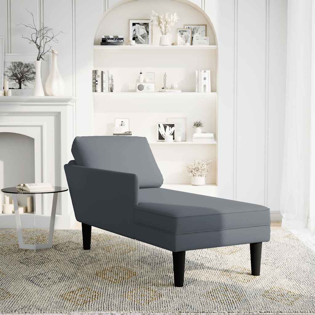 Chaise longue met kussen&rechterarmleuning fluweel donkergrijs is nu te koop bij PeponiXL, paradijselijk wonen!