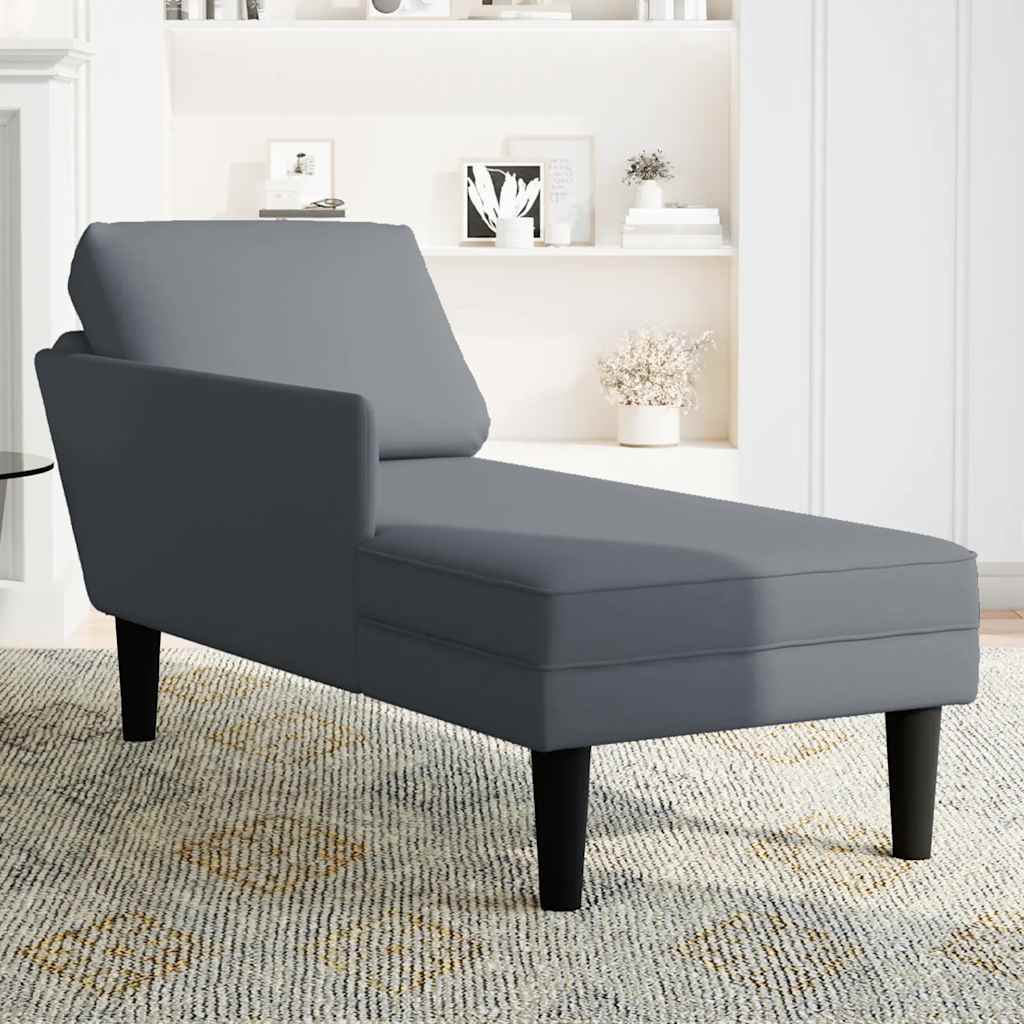 Chaise longue met kussen&rechterarmleuning fluweel donkergrijs is nu te koop bij PeponiXL, paradijselijk wonen!