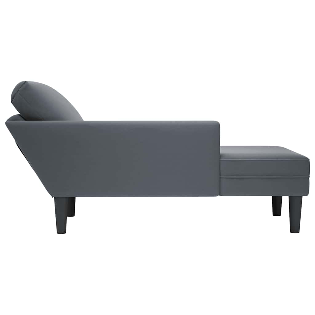 Chaise longue met kussen&rechterarmleuning fluweel donkergrijs is nu te koop bij PeponiXL, paradijselijk wonen!