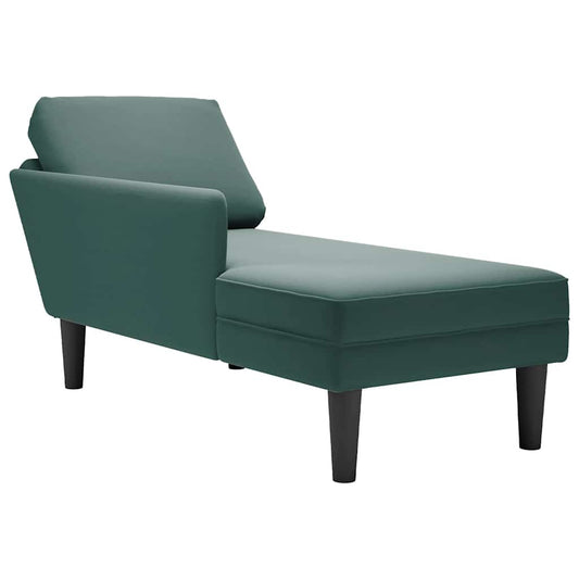 Chaise longue met kussen&rechterarmleuning fluweel donkergroen is nu te koop bij PeponiXL, paradijselijk wonen!