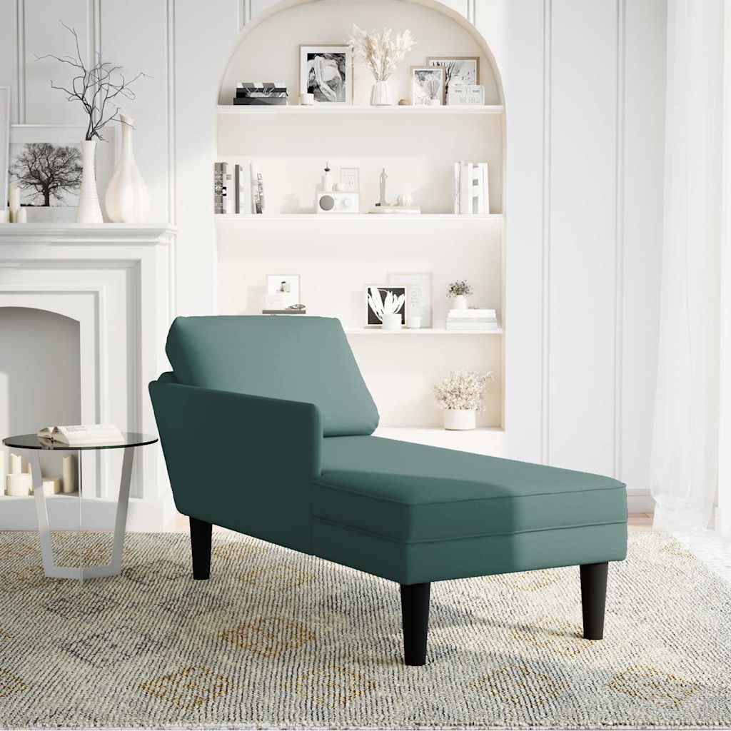Chaise longue met kussen&rechterarmleuning fluweel donkergroen is nu te koop bij PeponiXL, paradijselijk wonen!