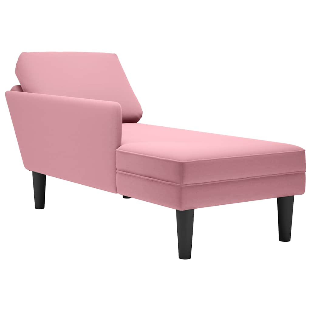 Chaise longue met kussen en rechterarmleuning fluweel roze is nu te koop bij PeponiXL, paradijselijk wonen!