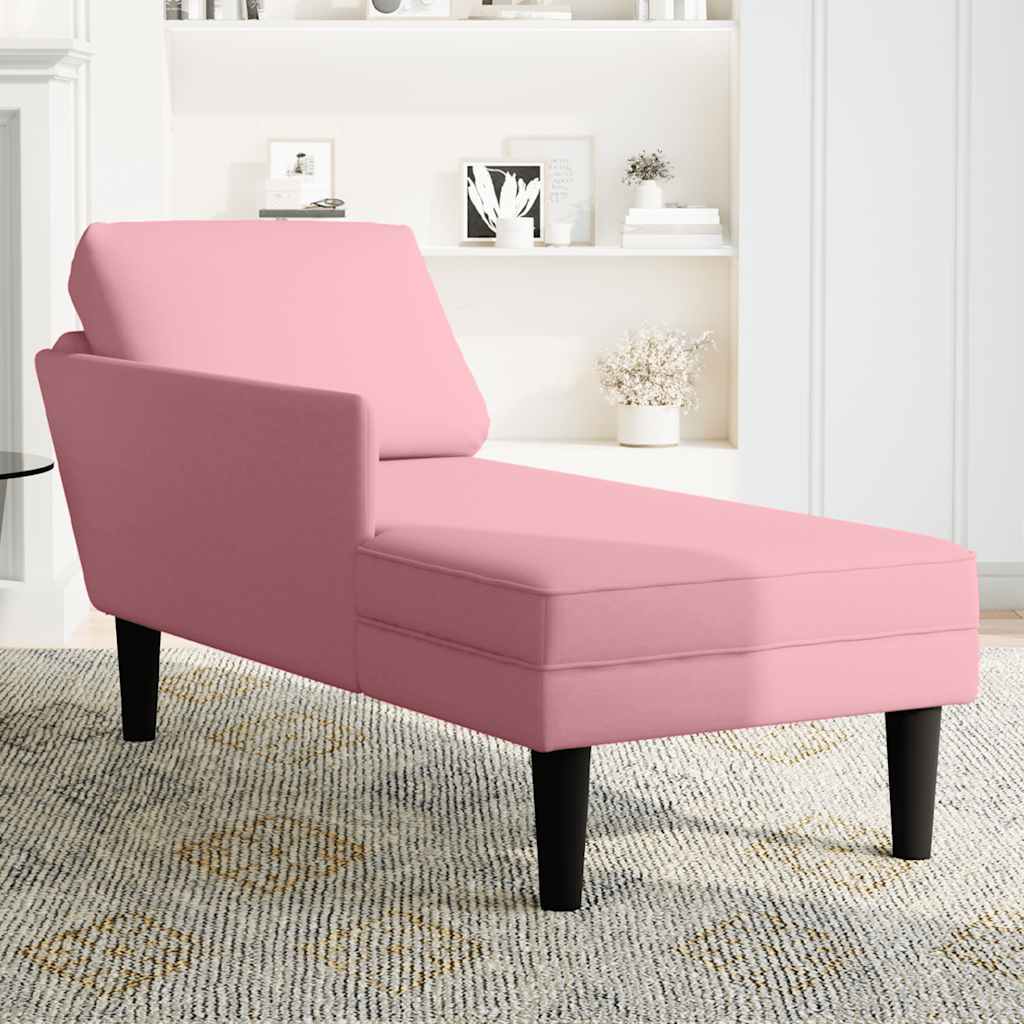 Chaise longue met kussen en rechterarmleuning fluweel roze is nu te koop bij PeponiXL, paradijselijk wonen!