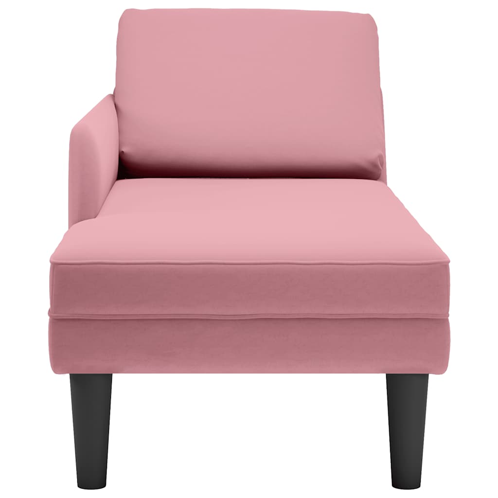 Chaise longue met kussen en rechterarmleuning fluweel roze is nu te koop bij PeponiXL, paradijselijk wonen!