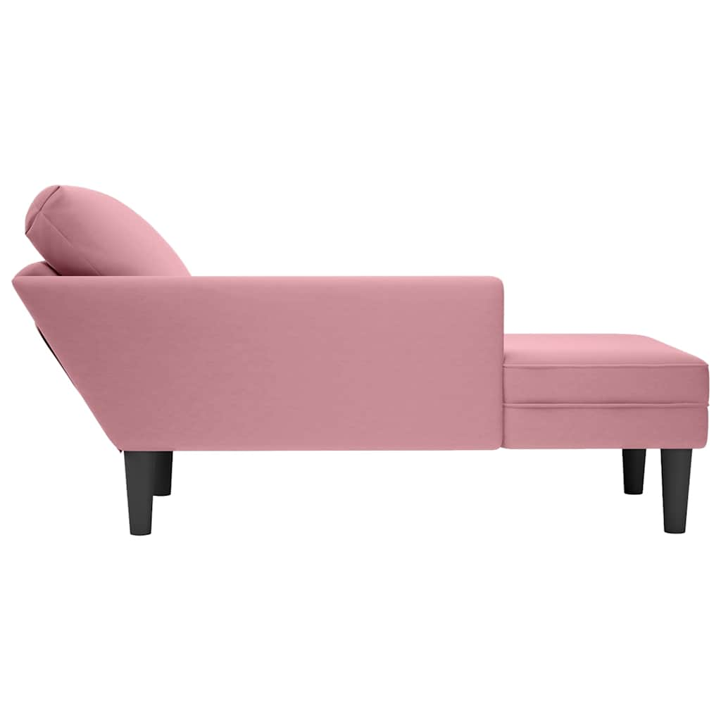 Chaise longue met kussen en rechterarmleuning fluweel roze is nu te koop bij PeponiXL, paradijselijk wonen!