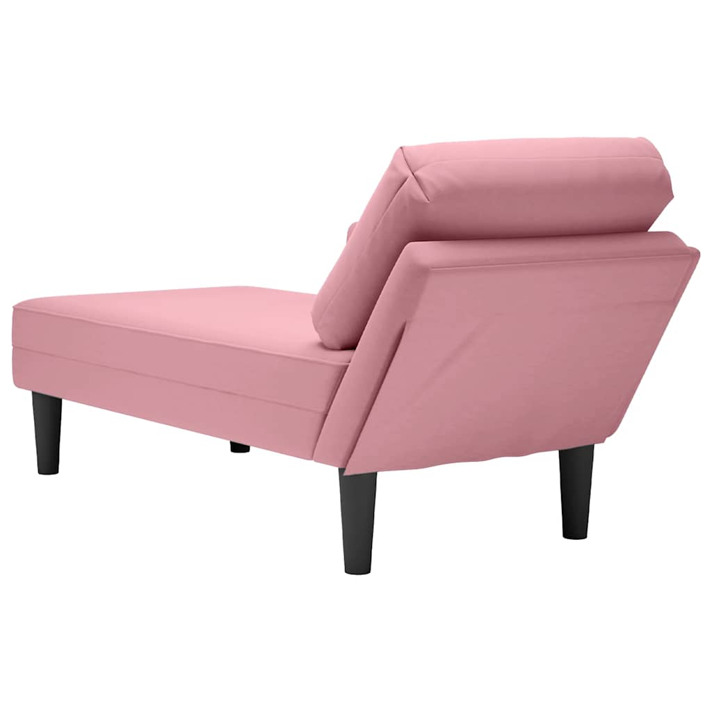 Chaise longue met kussen en rechterarmleuning fluweel roze is nu te koop bij PeponiXL, paradijselijk wonen!