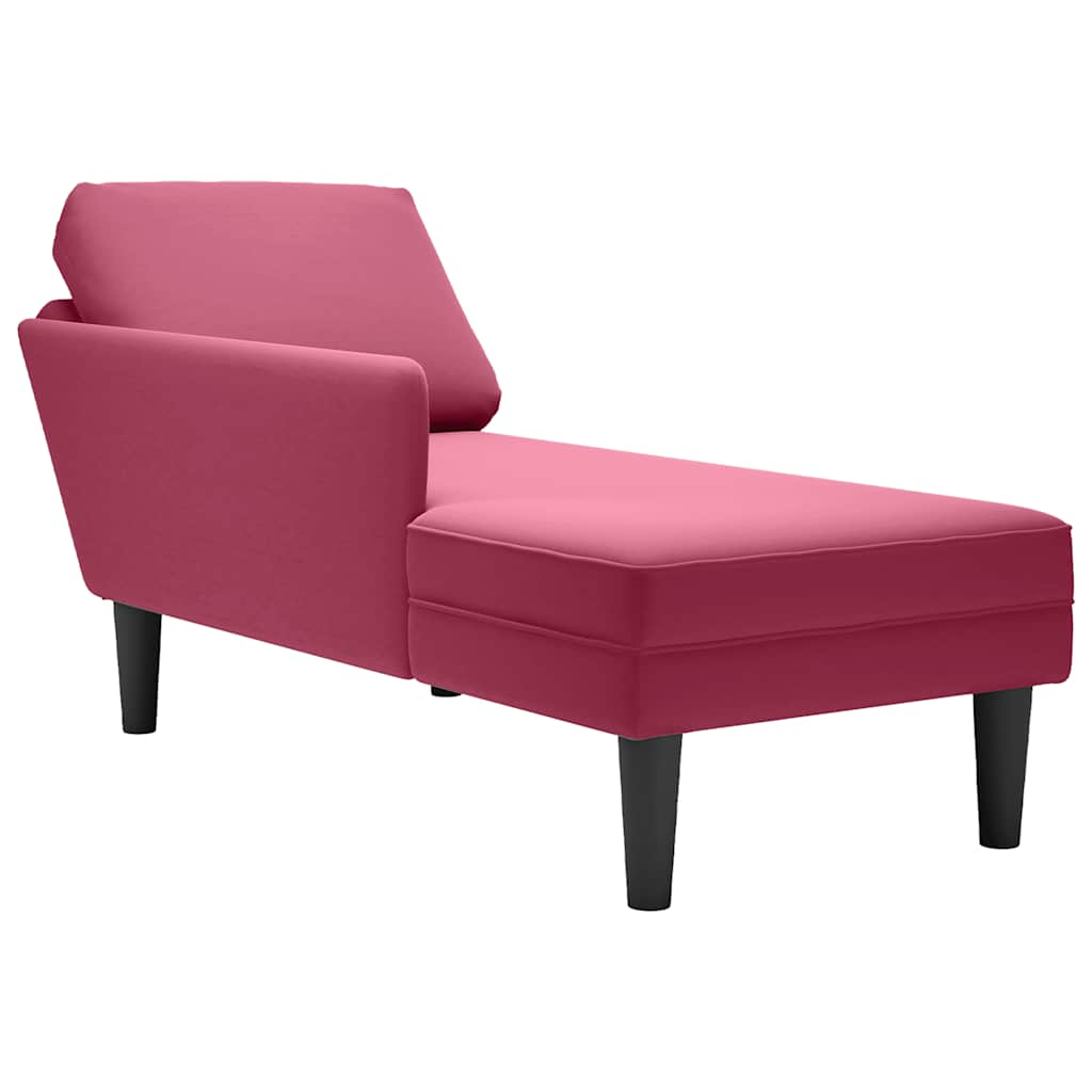 Chaise longue met kussen en rechterarmleuning fluweel wijnrood is nu te koop bij PeponiXL, paradijselijk wonen!