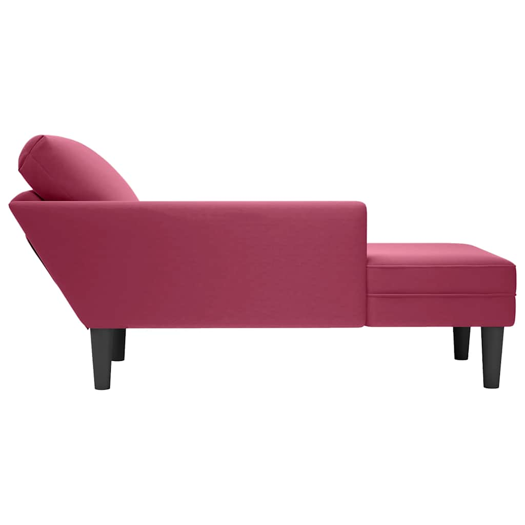 Chaise longue met kussen en rechterarmleuning fluweel wijnrood is nu te koop bij PeponiXL, paradijselijk wonen!