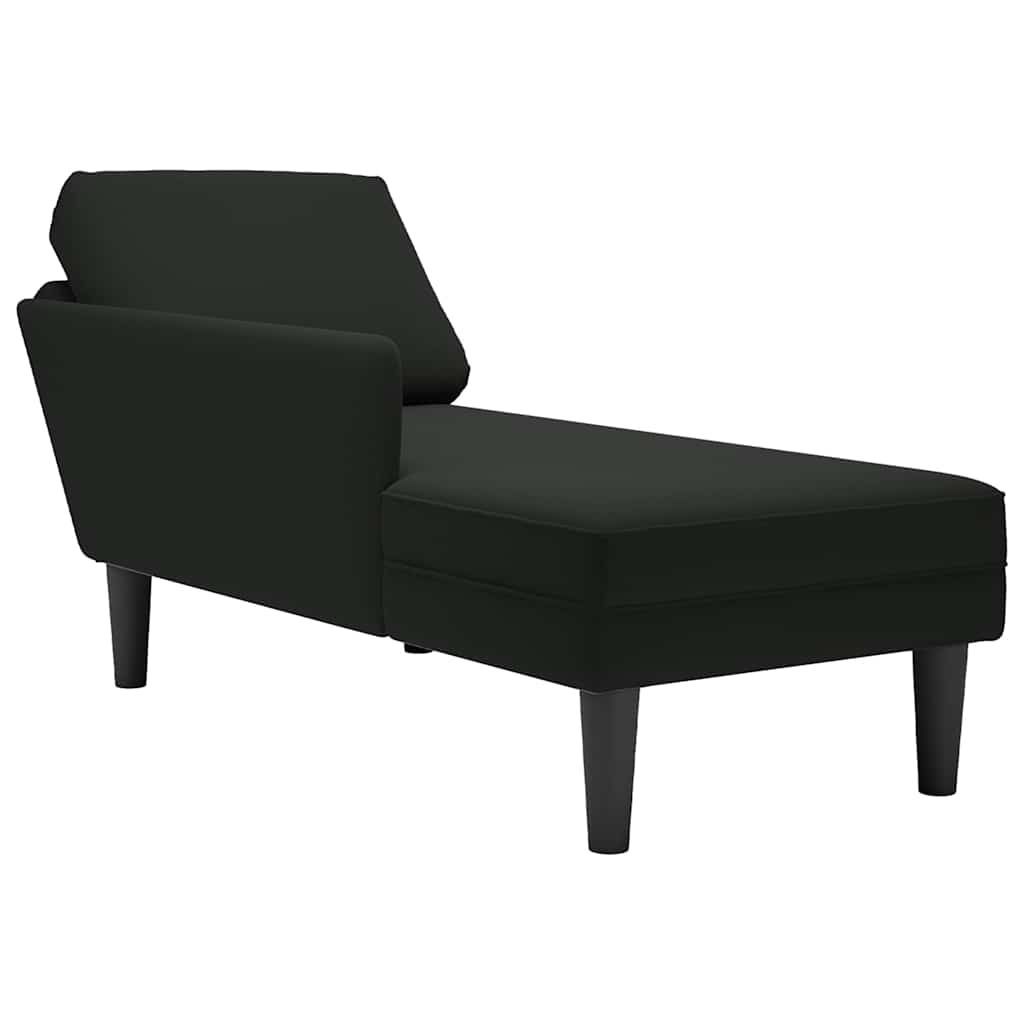 Chaise longue met kussen en rechterarmleuning fluweel zwart is nu te koop bij PeponiXL, paradijselijk wonen!