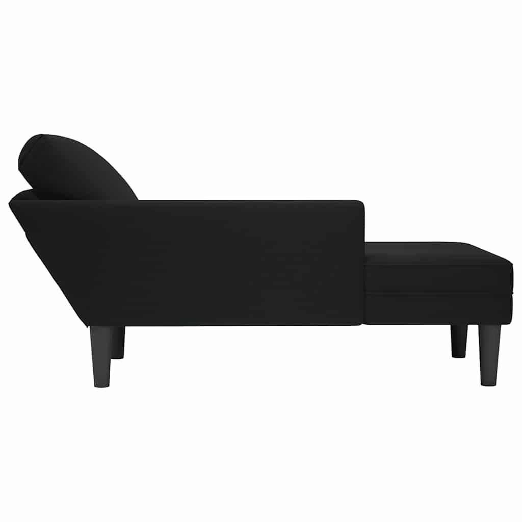 Chaise longue met kussen en rechterarmleuning fluweel zwart is nu te koop bij PeponiXL, paradijselijk wonen!