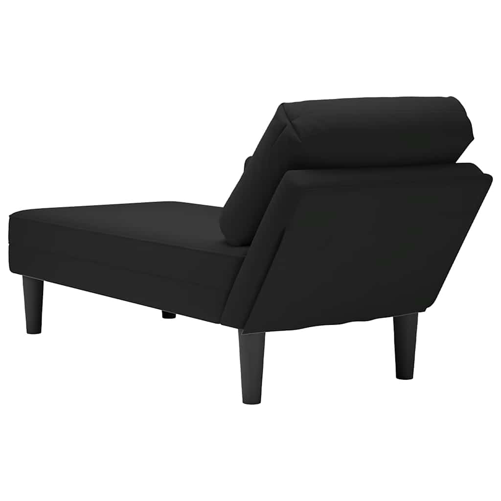 Chaise longue met kussen en rechterarmleuning fluweel zwart is nu te koop bij PeponiXL, paradijselijk wonen!