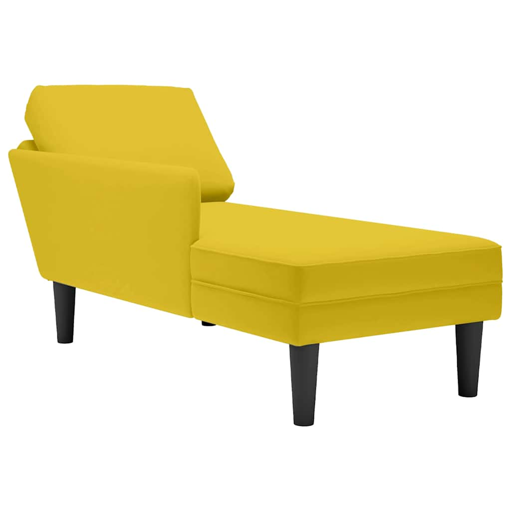 Chaise longue met kussen en rechterarmleuning fluweel geel is nu te koop bij PeponiXL, paradijselijk wonen!