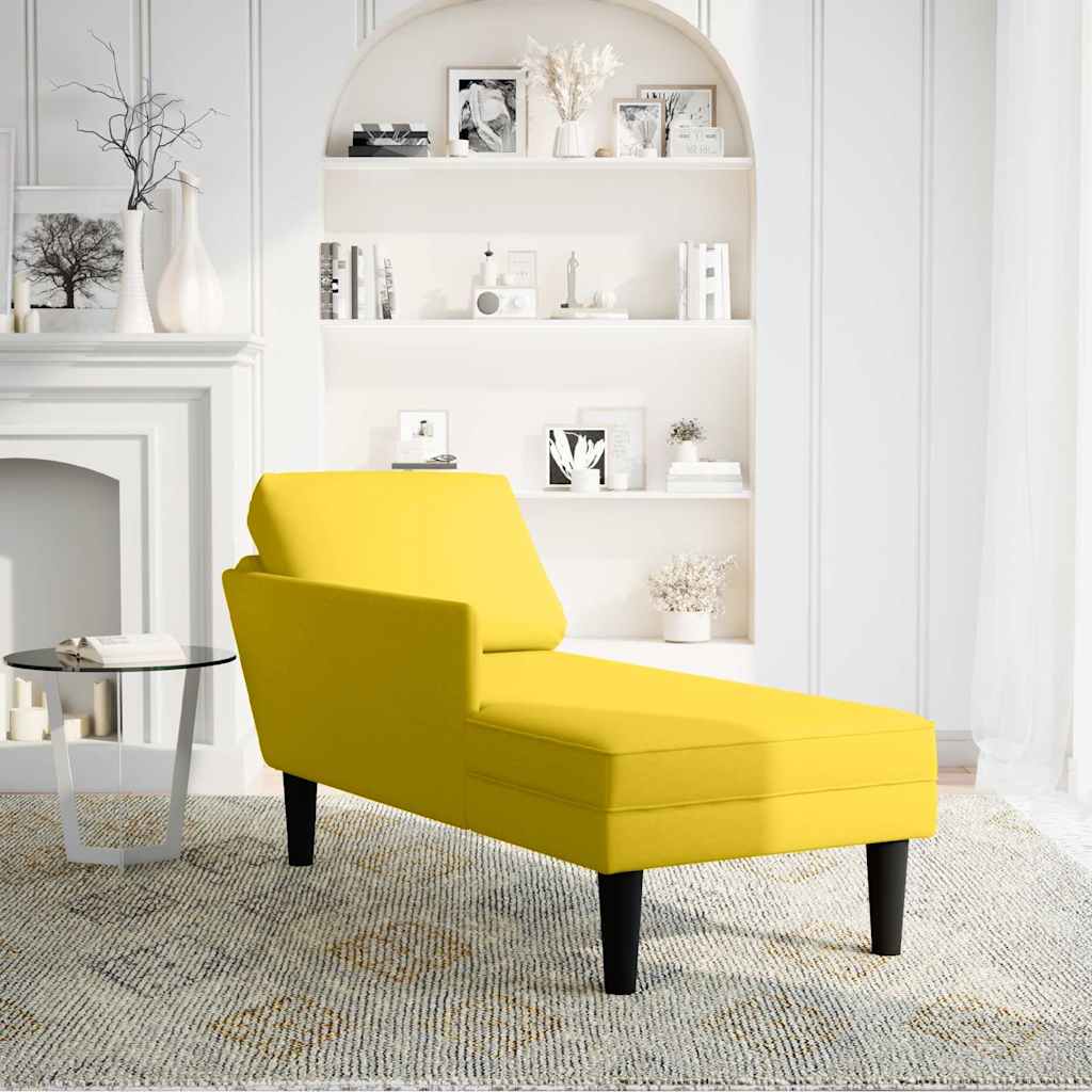 Chaise longue met kussen en rechterarmleuning fluweel geel is nu te koop bij PeponiXL, paradijselijk wonen!