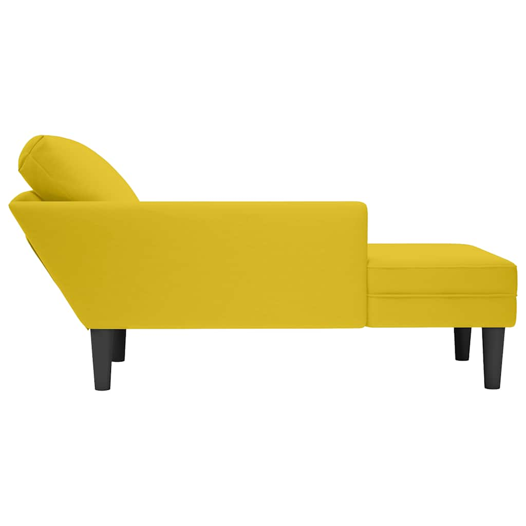 Chaise longue met kussen en rechterarmleuning fluweel geel is nu te koop bij PeponiXL, paradijselijk wonen!