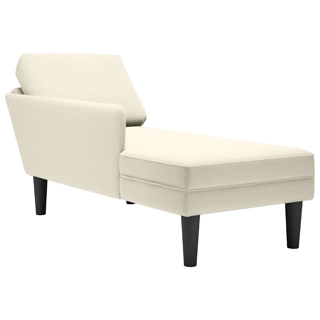 Chaise longue met kussen&rechterarmleuning fluweel crèmekleurig is nu te koop bij PeponiXL, paradijselijk wonen!