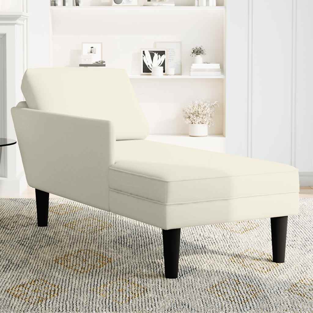 Chaise longue met kussen&rechterarmleuning fluweel crèmekleurig is nu te koop bij PeponiXL, paradijselijk wonen!