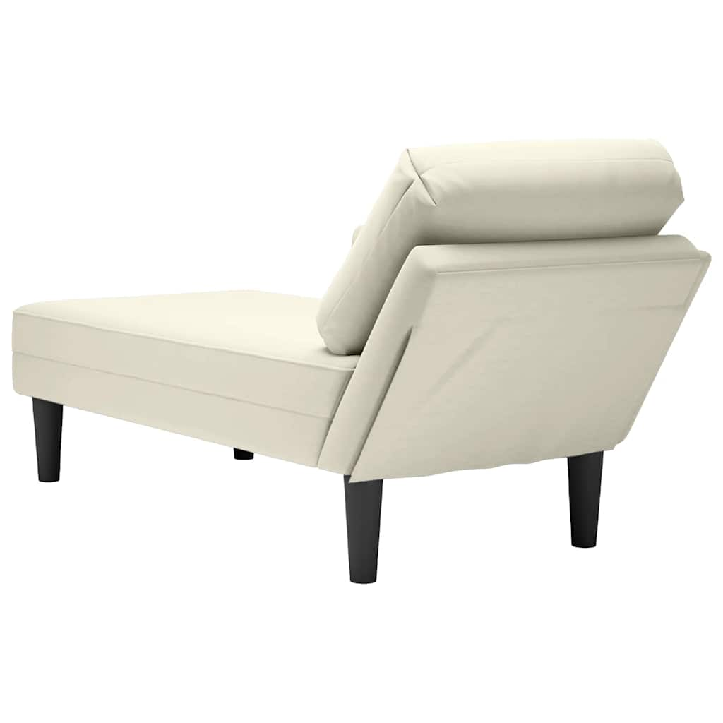 Chaise longue met kussen&rechterarmleuning fluweel crèmekleurig is nu te koop bij PeponiXL, paradijselijk wonen!