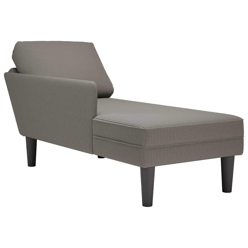 Chaise longue met kussen corduroy stof lichtgrijs is nu te koop bij PeponiXL, paradijselijk wonen!