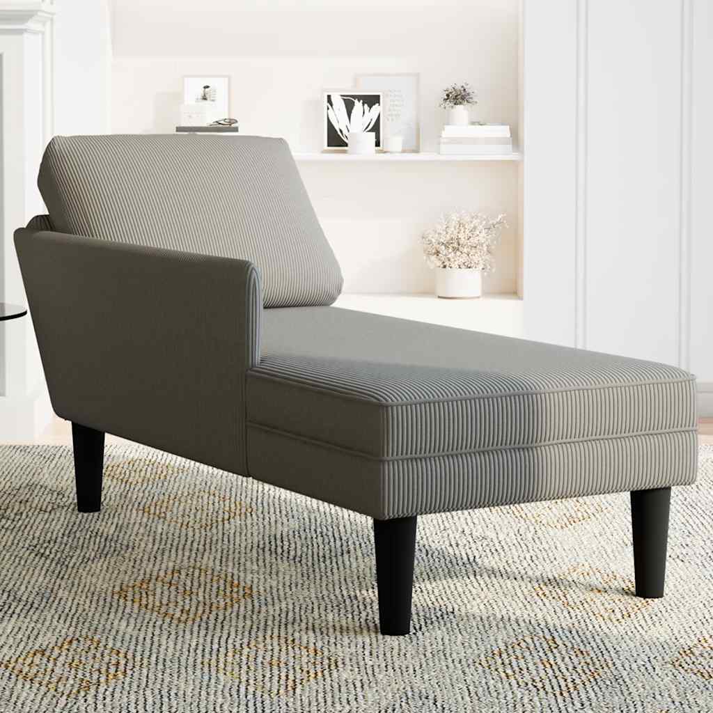 Chaise longue met kussen corduroy stof lichtgrijs is nu te koop bij PeponiXL, paradijselijk wonen!