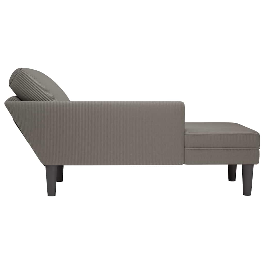 Chaise longue met kussen corduroy stof lichtgrijs is nu te koop bij PeponiXL, paradijselijk wonen!