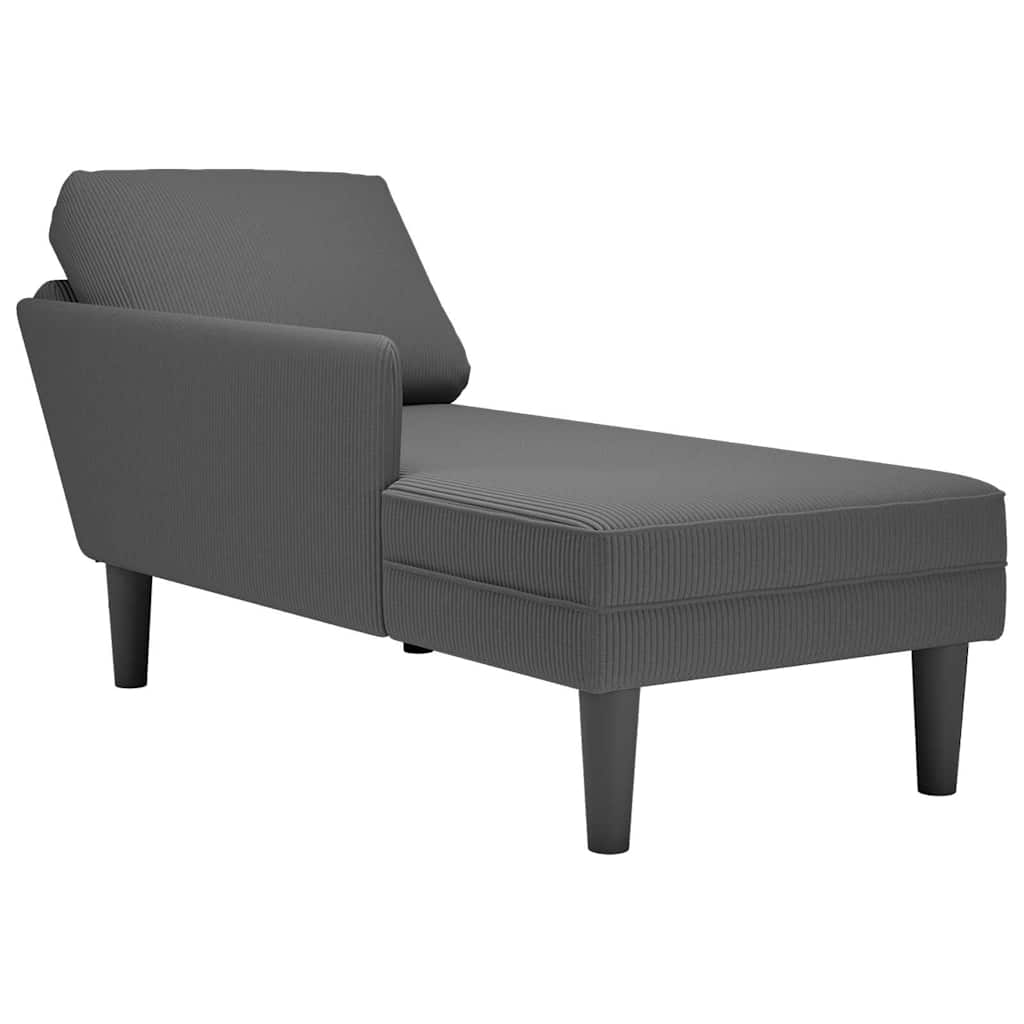 Chaise longue met kussen corduroy stof donkergrijs is nu te koop bij PeponiXL, paradijselijk wonen!