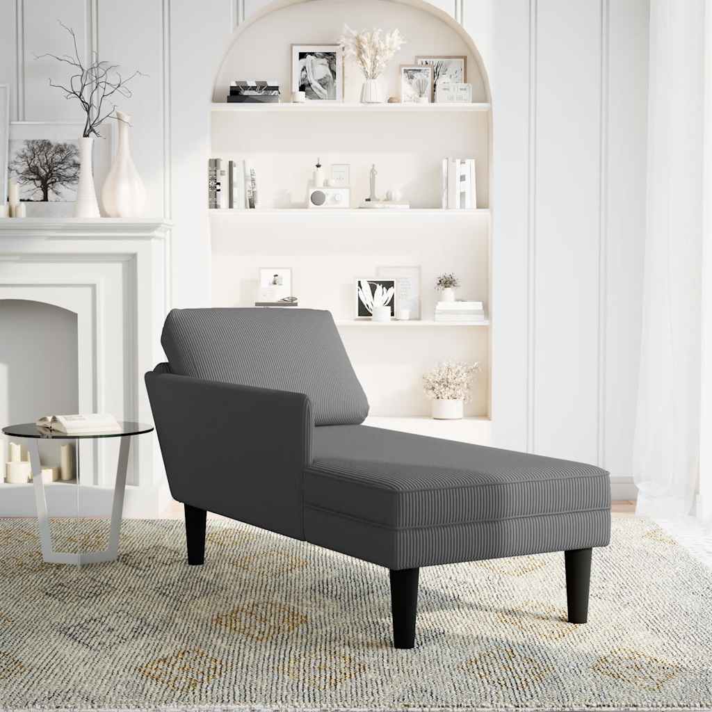 Chaise longue met kussen corduroy stof donkergrijs is nu te koop bij PeponiXL, paradijselijk wonen!