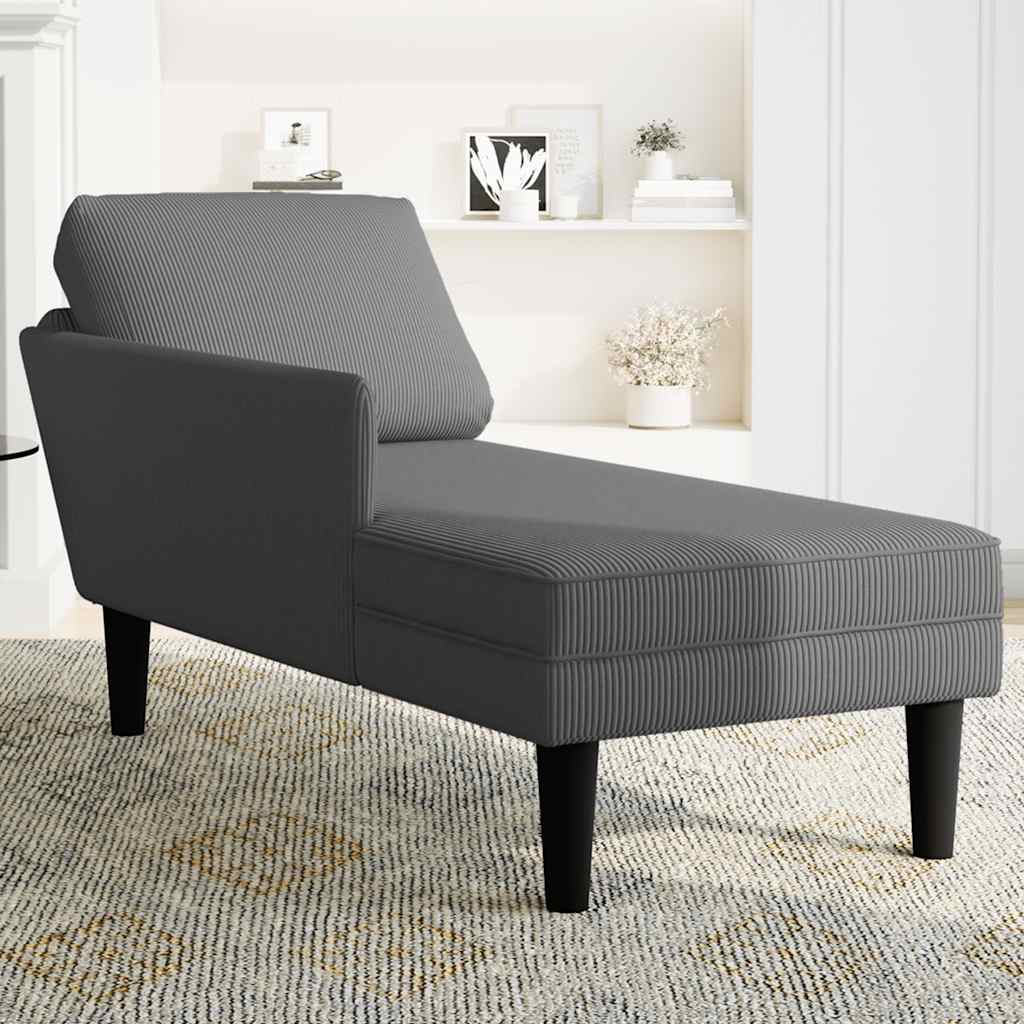 Chaise longue met kussen corduroy stof donkergrijs is nu te koop bij PeponiXL, paradijselijk wonen!