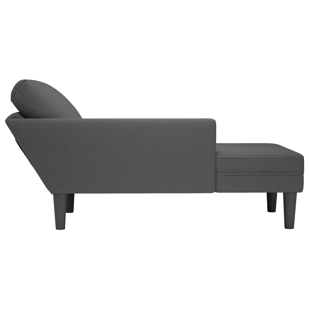 Chaise longue met kussen corduroy stof donkergrijs is nu te koop bij PeponiXL, paradijselijk wonen!