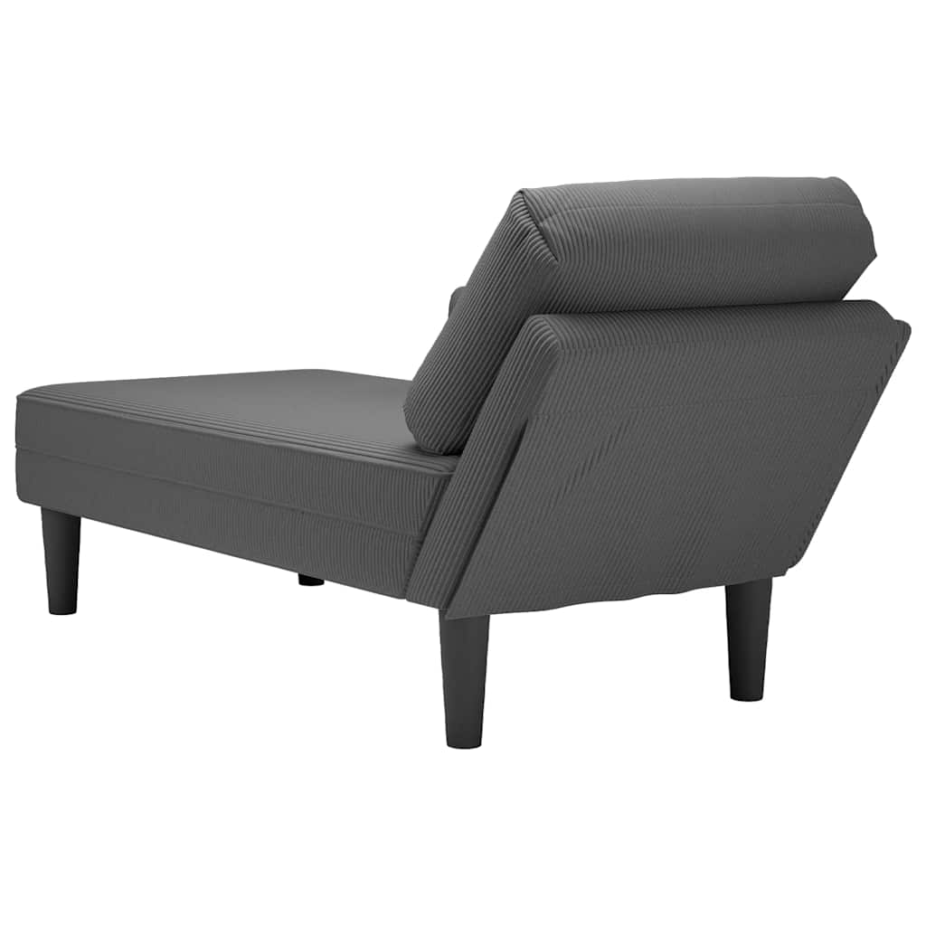 Chaise longue met kussen corduroy stof donkergrijs is nu te koop bij PeponiXL, paradijselijk wonen!