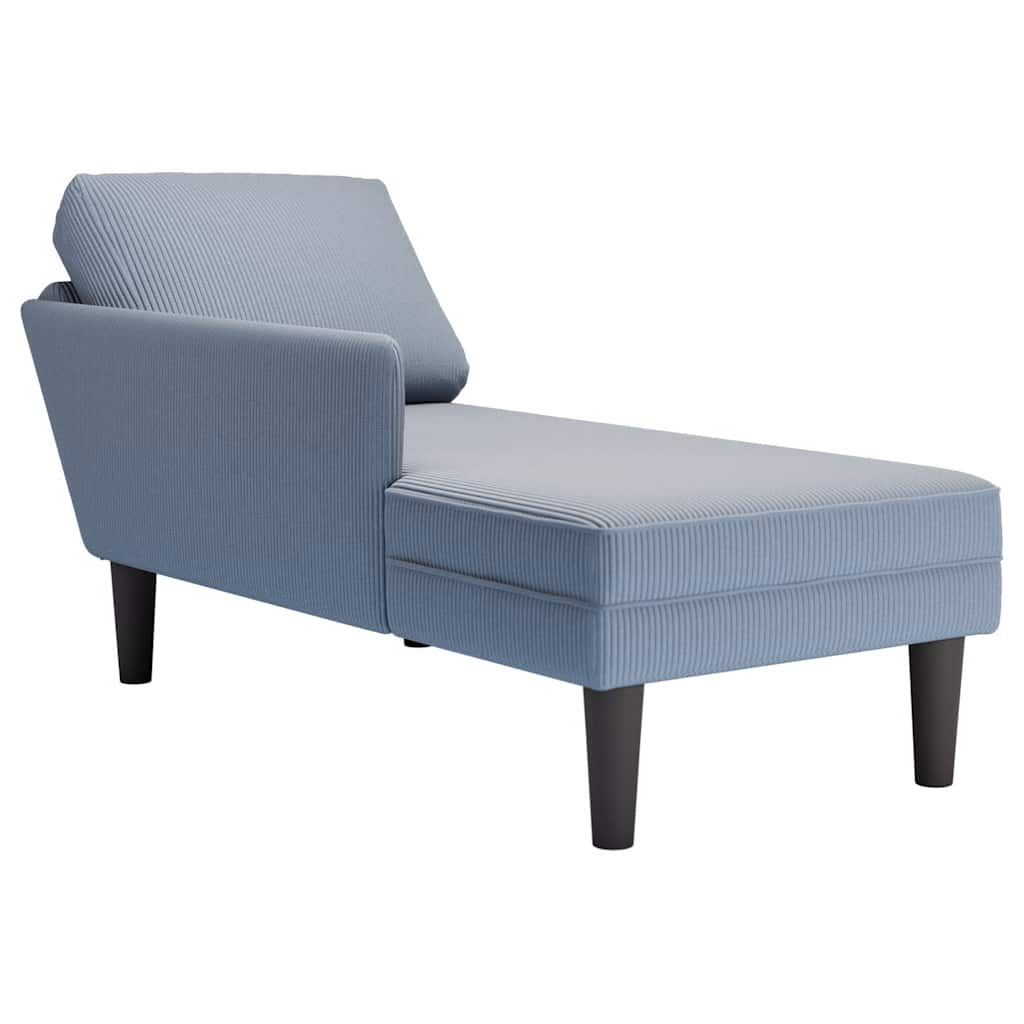 Chaise longue met kussen corduroy stof blauw is nu te koop bij PeponiXL, paradijselijk wonen!