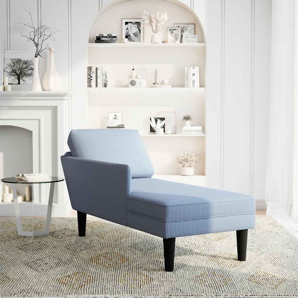 Chaise longue met kussen corduroy stof blauw is nu te koop bij PeponiXL, paradijselijk wonen!