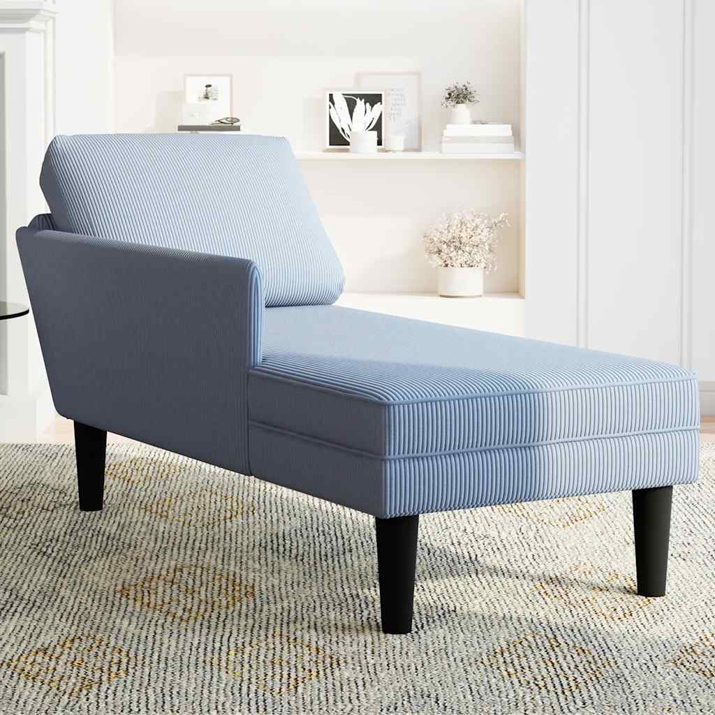 Chaise longue met kussen corduroy stof blauw is nu te koop bij PeponiXL, paradijselijk wonen!